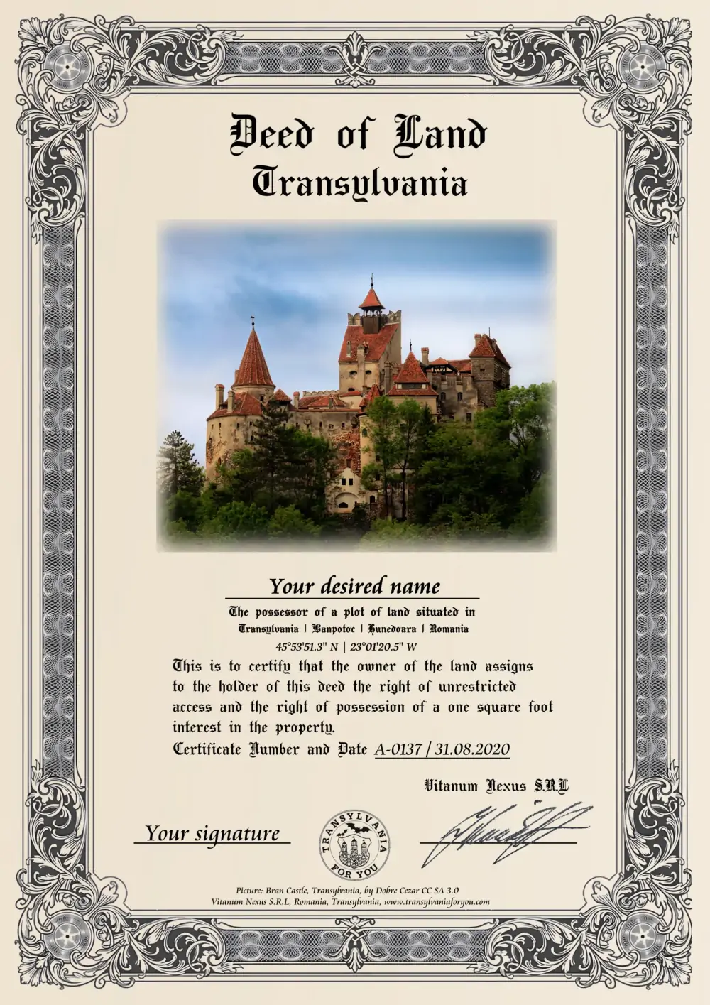 Image on the deed: Bran Castle