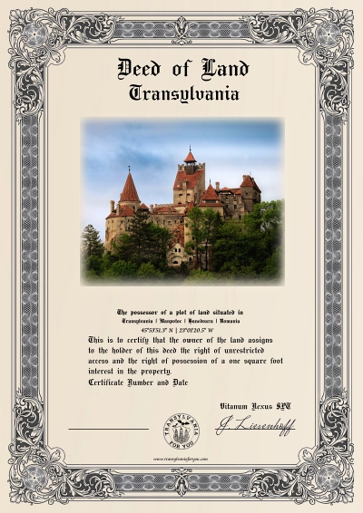 Preview of your personalized Bran Castle certificate