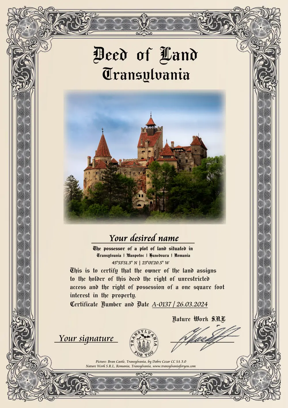 Image on the deed: Bran Castle