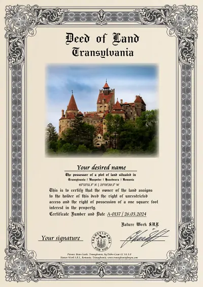 Art print of the certificate: Bran Castle