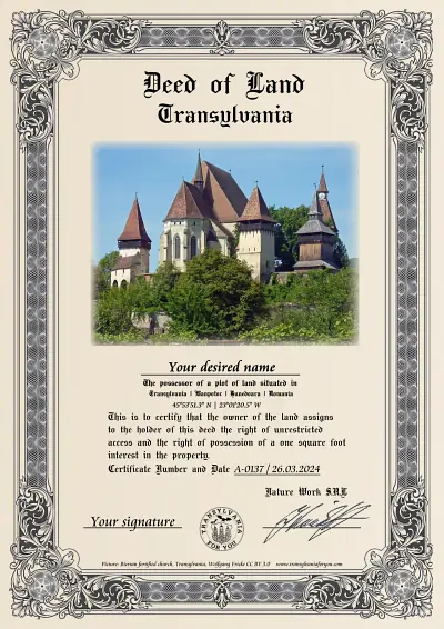 Art print of the certificate: Biertan fortified church