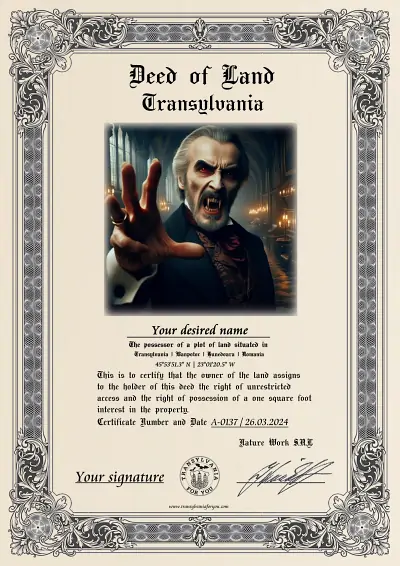 Art print of the certificate: Count Dracula, Christopher Lee