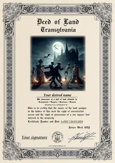 Art print of the certificate: Dancing vampires and skeletons